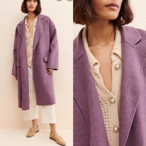 NWT FREE PEOPLE Adore You Wool Long Coat Purple Large